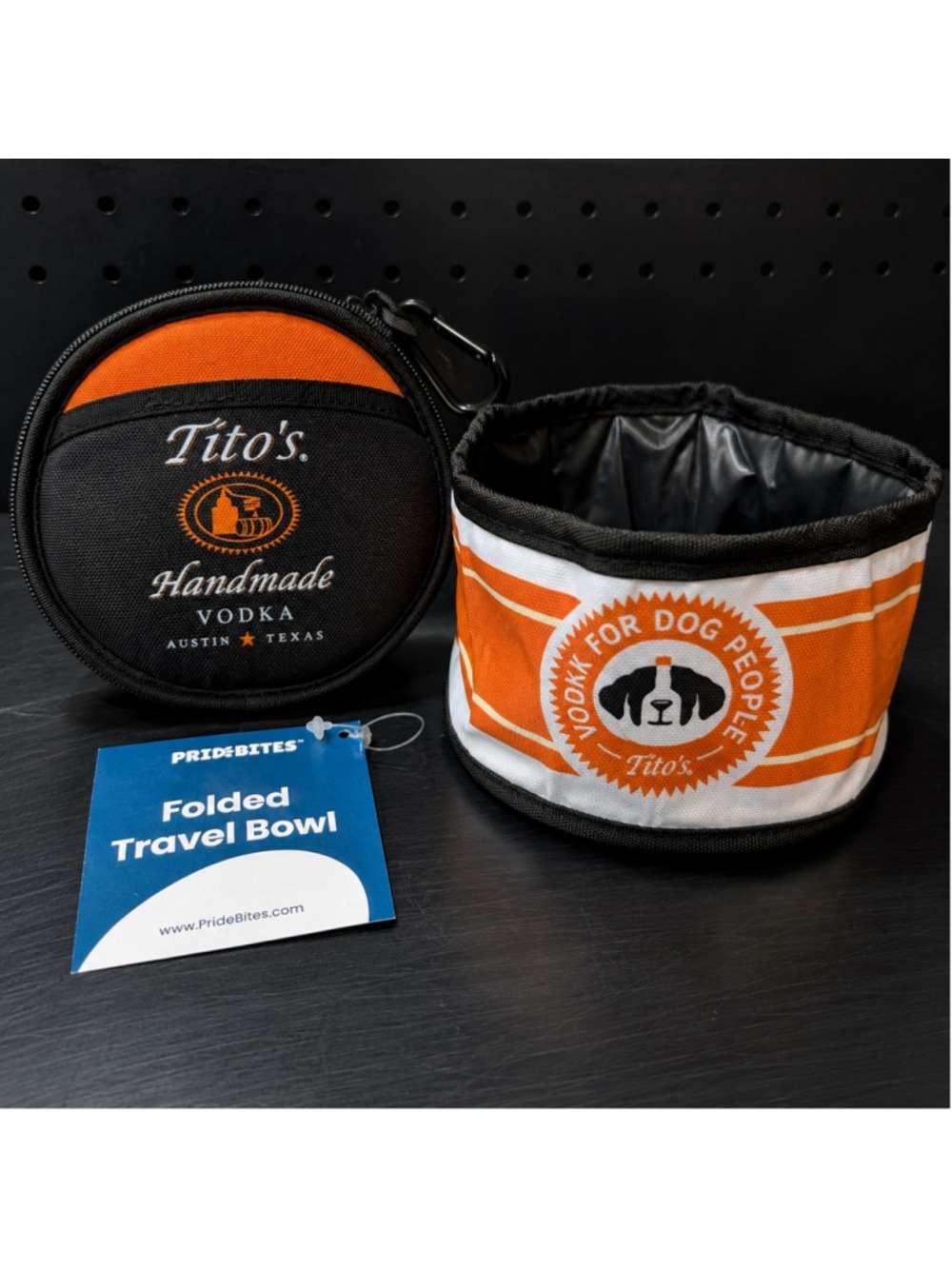 Tito’s Handmade Vodka PrideBites Collapsible Travel Dog Bowl NWT